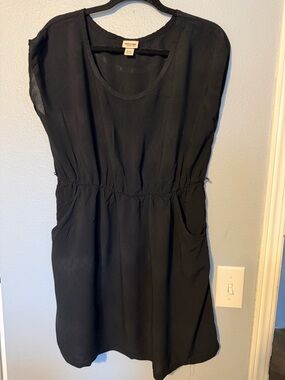 Mossimo Supply Co. Black Short Sleeve Drawstring Waist Mini Dress